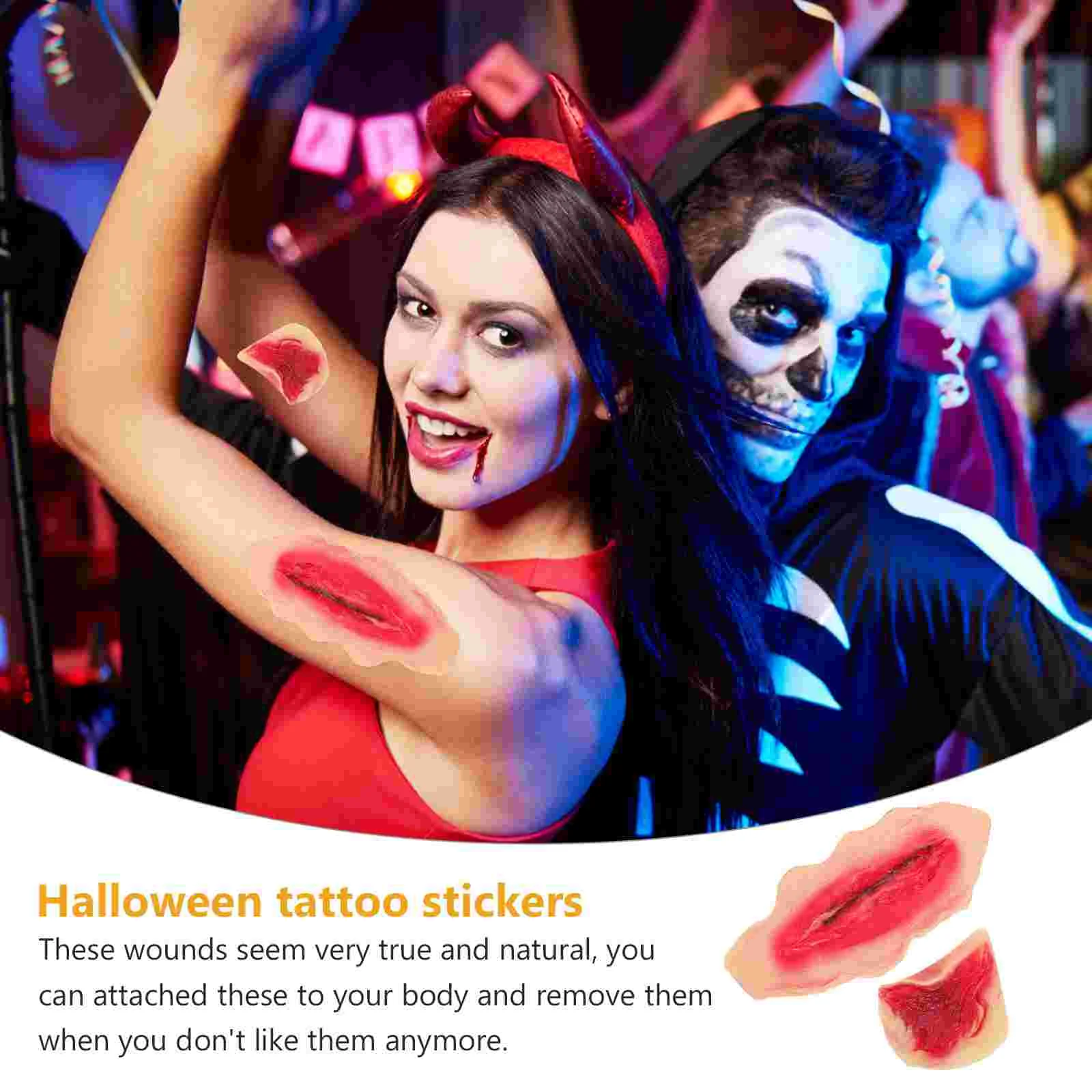 2 шт. 3D латексные наклейки на Хэллоуин с ужасной раной макияж травма крови