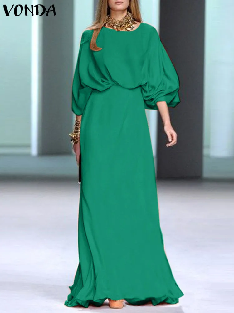 

Элегантный сарафан VONDA, вечернее платье макси 2023, богемное летнее женское сексуальное платье с буффами на рукавах и поясом, повседневное свободное платье