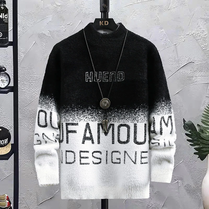 

Winter Personalized Letter Casmere Sweater Men alf Turtleneck Mens Sweaters Top Quality Pull omme Tick Warm Pullovers Male