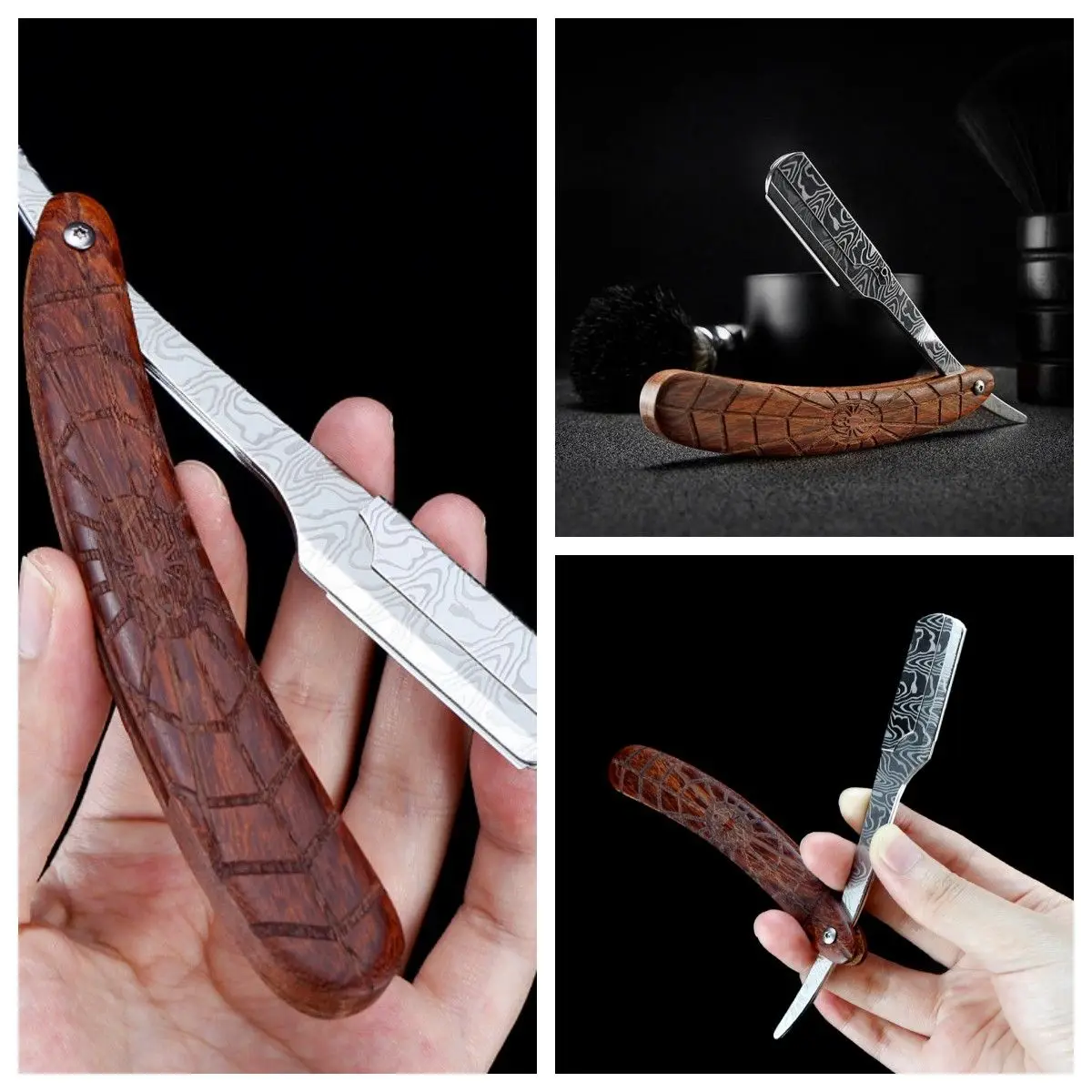 Razors Barber Straight Edge Hair Shaving Tools Safety Professional Stainless Steel Folding Knife Hair Removal Kit