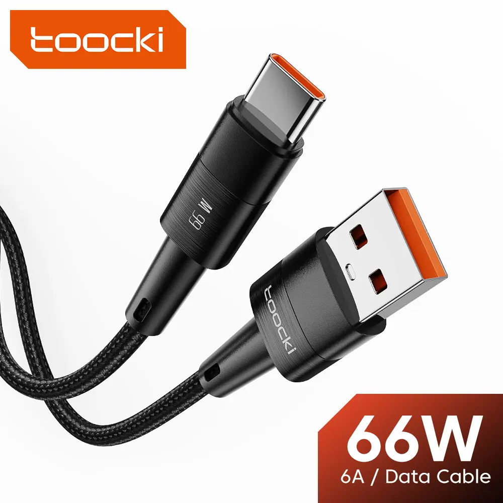 Toocki 6A USB Type C Quick Charge Cable QC4.0 66W For Xiaomi 12 Poco f3 f4 Huawei Realme Fast Charging Charger Cable Type C Cord 