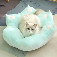 pet cat bed round cat cushion bed house creative cat paw plush nest universal cat mat dog bed soft comfortable pet supplies