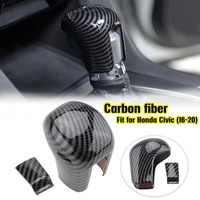 rhyming gear shift knob cover head trim sticker carbon fiber red black fit for honda civic 2016 2020 10th car accessories