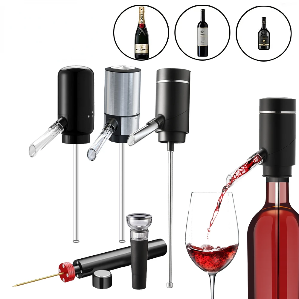 

Электрический аэратор и диспенсер для вина One Touch, быстрое насадка, графин с USB-зарядкой, автоматический разливатель для вина, бара, вечеринки...