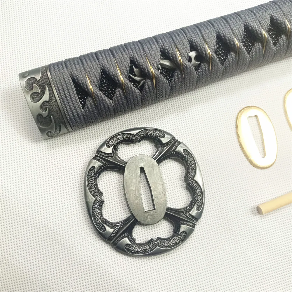 26 см серая ручка из сплава защита для рук Tsuba Menuki Fuchi Kashira японского самурая катаны