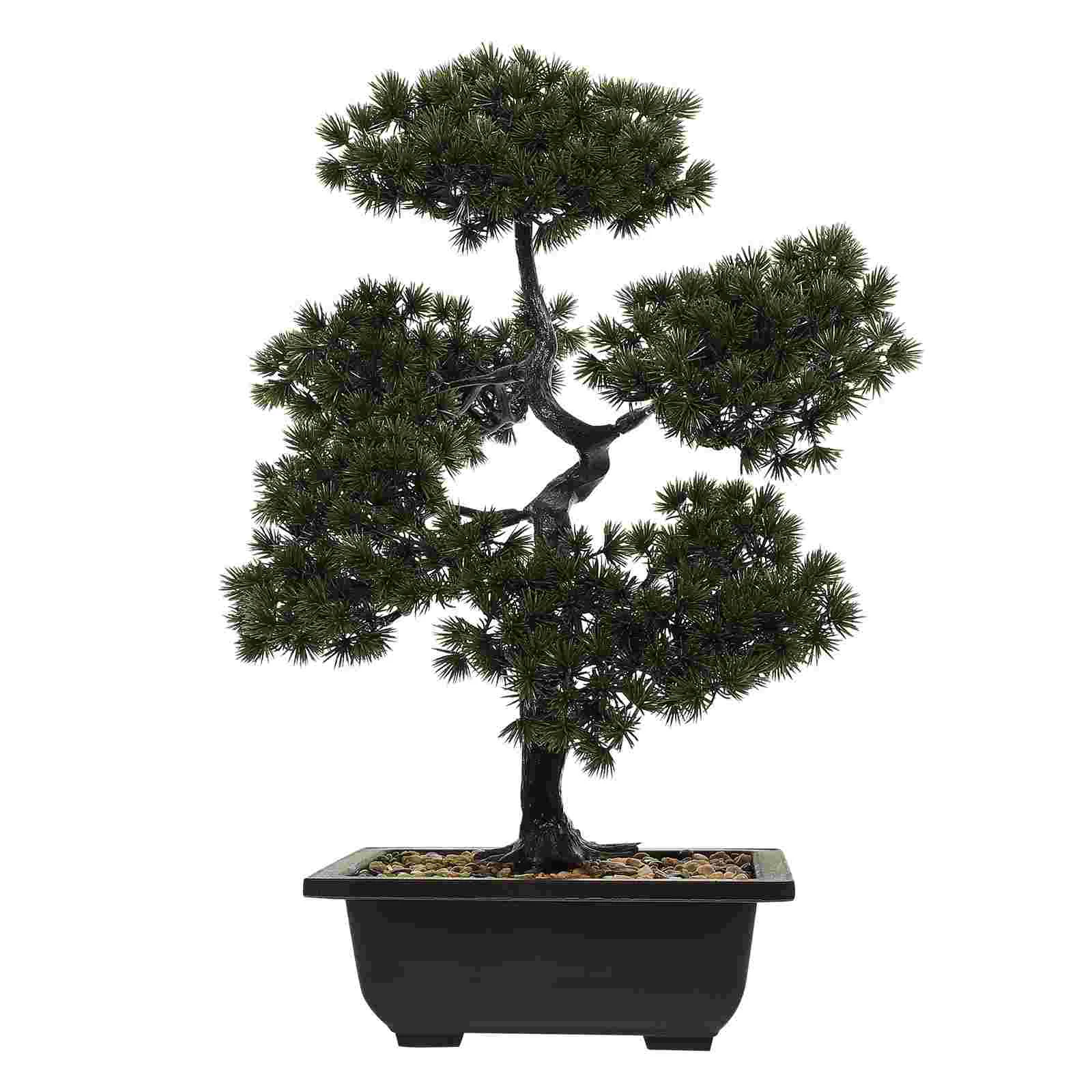 

Bonsai Tree Artificialfakepotted Pine Decoration Ornament Simulation Indoor Desktop Faux Japanese Greenery Decor Zen Realistic