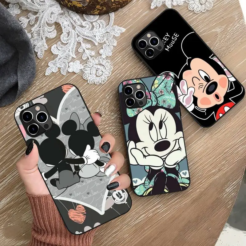 

BANDAI Cute Cartoon Funny Mickey Minnie Phone Case Silicone Soft for iphone 13 12 11 Pro Mini XS MAX 8 7 Plus X 2020 XR cover