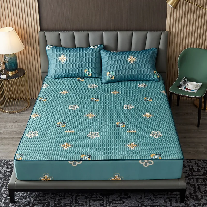 

Latex Fitted Sheet Printing Foldable Cooling Summer Sleeping Mat Queen Size Lovely Mattress Protector Sheet Cool Bed Cover