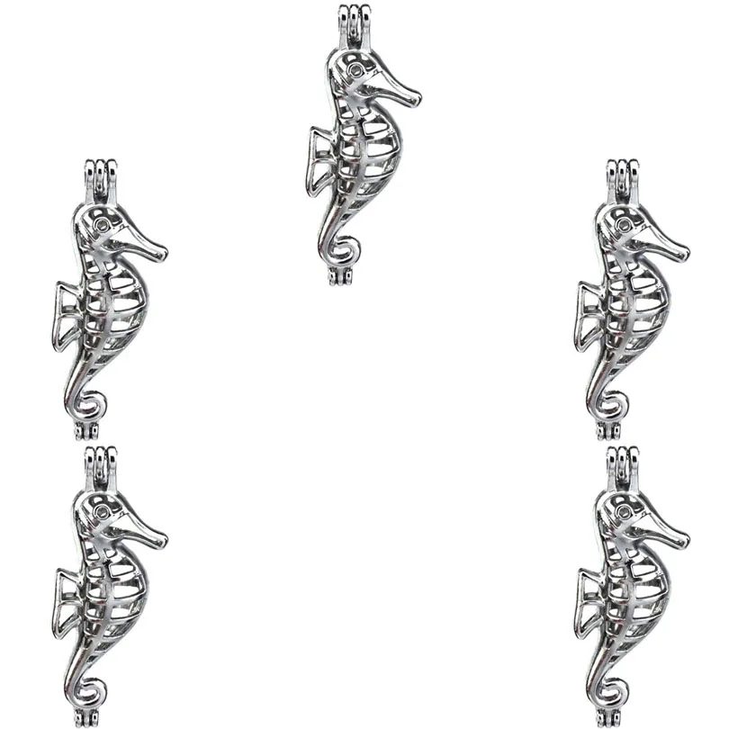 

Plain Charm Hippocampus Pearl Cage Locket Aromatherapy Diffuser Pendant For Men Women Necklace Bracelet Jewelry Making 10Pcs
