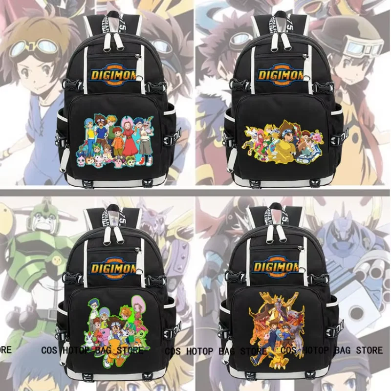 Новый унисекс аниме Digimon рюкзак черный школьные сумки отаку дорожная сумка