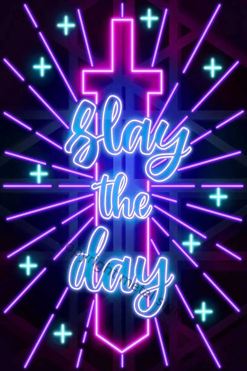 

Настенный постер Slay The Day с цитатами, декор для комнаты, Ретро винтажный металлический знак, жестяная вывеска, неоновая вывеска для кафе, дома...