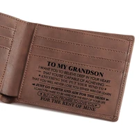 retro pu wallet card case to my grandson slim men leather rfid blocking minimalist card front pocket bifold custom in gift box