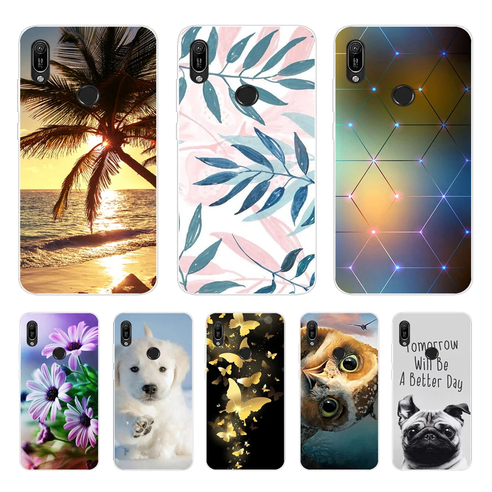 Чехол для Huawei y6 2019, чехол из силикона и ТПУ, мягкий чехол для Huawei Y6 2019 дюймов, искусственная кожа, 6 pro, Y6 Prime, чехол