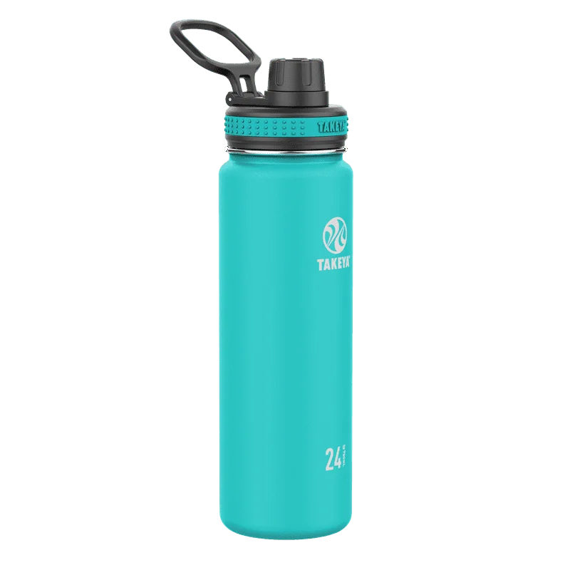 

Вакуумная Изолированная бутылка для воды с двойными стенками, 24 унции, для океана и черного цвета, из нержавеющей стали, с широким горлом и откидной крышкой