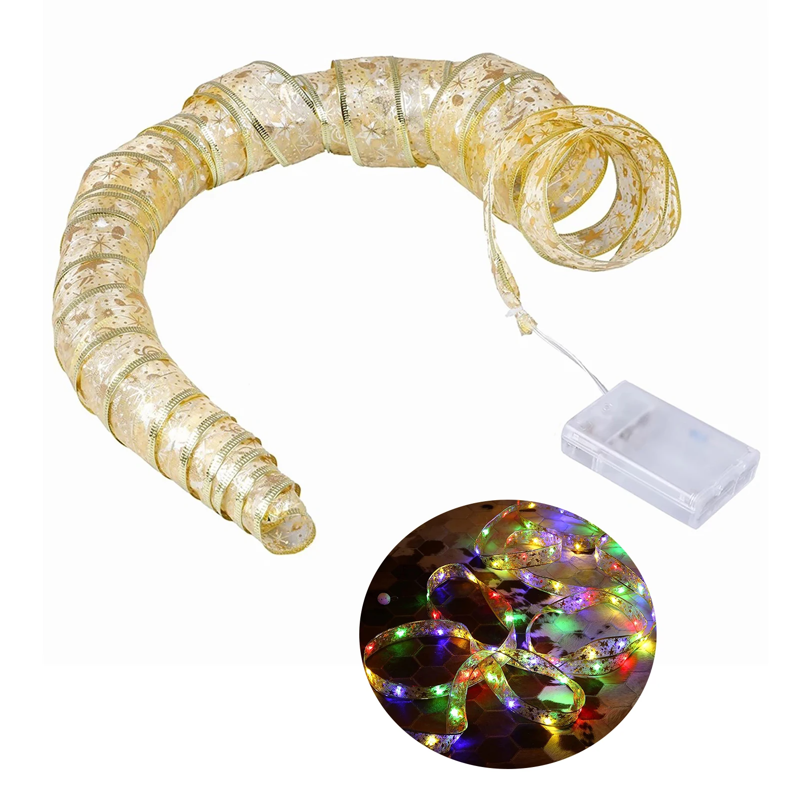 

33ft Bow Christmas Ribbon Light With Remote Wedding Party 8 Modes 100 LEDs