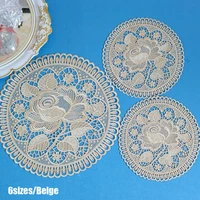 hot rose embroidery table mat coffee dish placemat lace fabric table mats wedding christmas new year coaster kitchen accessory