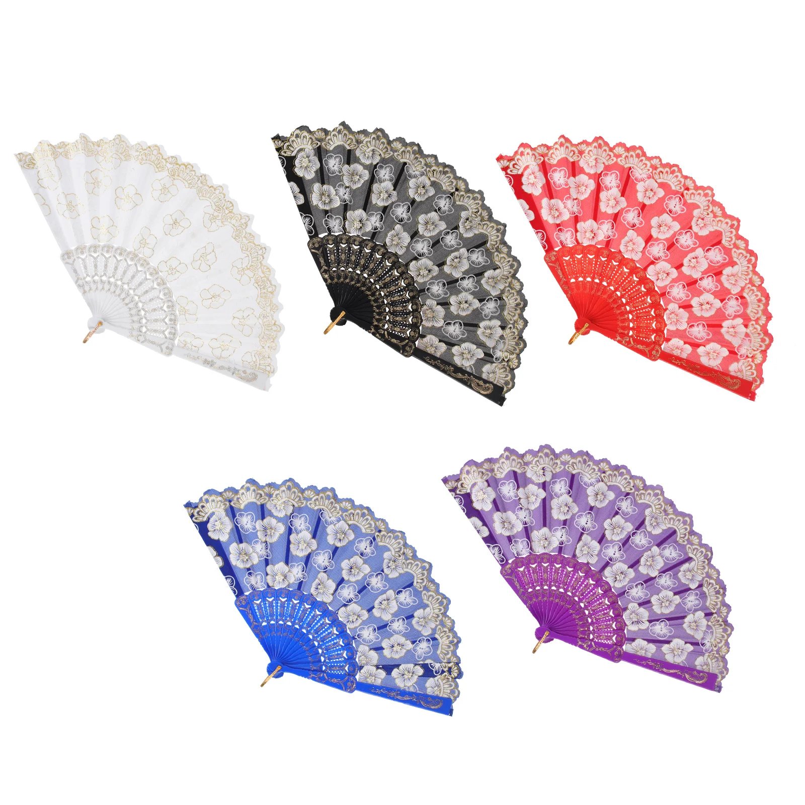 

Fan Folding Fans Hand Handheld Wedding Japanese Chinese Retro Partylace Decorative Fabric Tai Flower Dancing Dance Floral