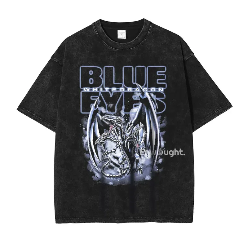 Yu Gi Oh Футболка Аниме Dark Magician Girl Yuugi Kaiba Seto Vintage Washed Top Tees Oversized DTG с короткими рукавами