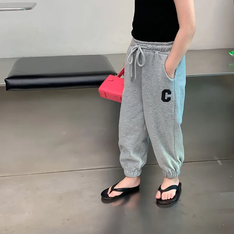 

Новинка весны 2022, детская одежда, повседневные брюки и защитные штаны для девочек с вышивкой букв, 2-27