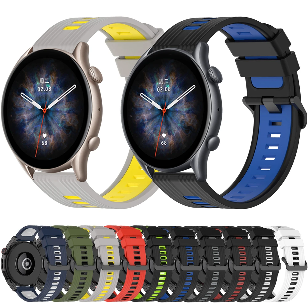 Ремешок силиконовый для смарт-часов Huami Amazfit GTR 3 Pro/GTR3 GTR 2 2e GTR 47 мм/Stratos 3, спортивный браслет для наручных часов 22 мм