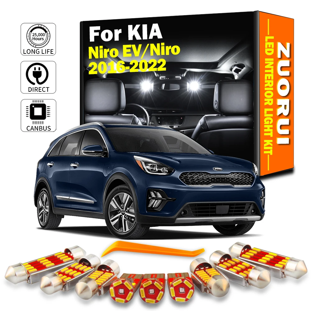 

Комплект светодиодов для салона автомобиля ZUORUI, 11 шт., Купольные фары для KIA Niro EV для Niro 2016 2017 2018 2019 светодиодный ные лампы