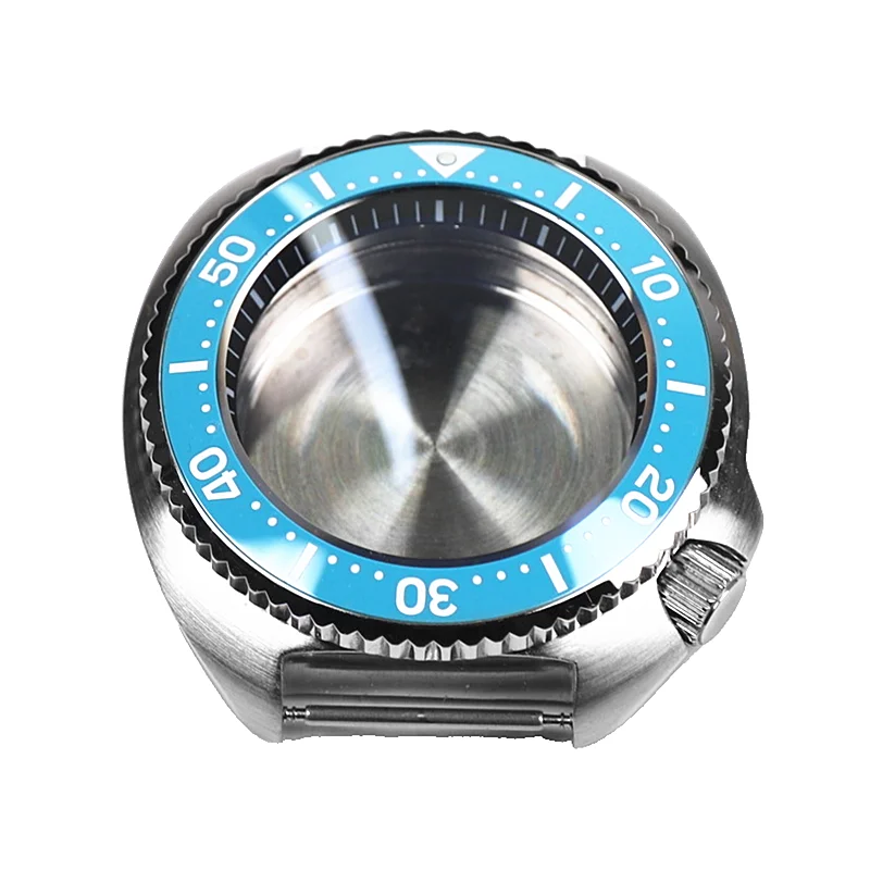 43mm Turtle Steel Sapphire Crystal Case With Ceramic Bezel Insert Waterproof For Seiko Nh35 Nh36 Movement 28.5mm Dial Watch Mod