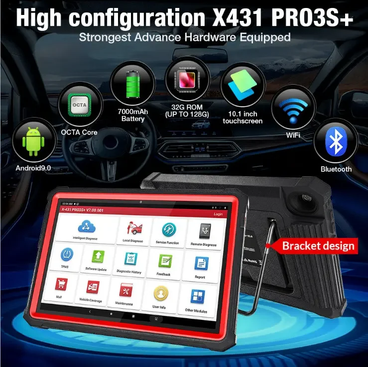 Launch V + X431 PRO3 Tablet Da 10.1 Pollici Versione Globale Con Adattatore HD3 Ultimate Heavy Duty Funziona Su Auto E Camion