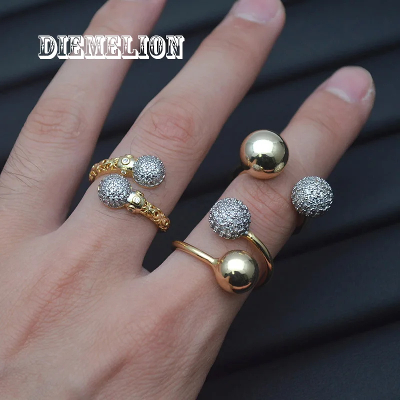 Классические открытые кольца с двойными шариками и бусинами для женщин