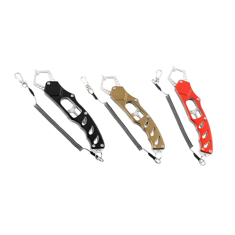 

Facile Portable Aluminum Alloy Fish Gripper Grabber Stainless Steel Fish Holder with Lanyard Controller Tools
