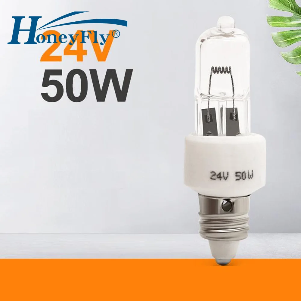 

HoneyFly Shadowless Operating Halogen Lamp E11 Base 24V 50W Warm White Medical Treatment Bulb Clear Crystal Light