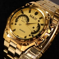luxury brand gold mens watches stainless steel watchband fashion mechanical design quartz mens wristwatch male relojes clock