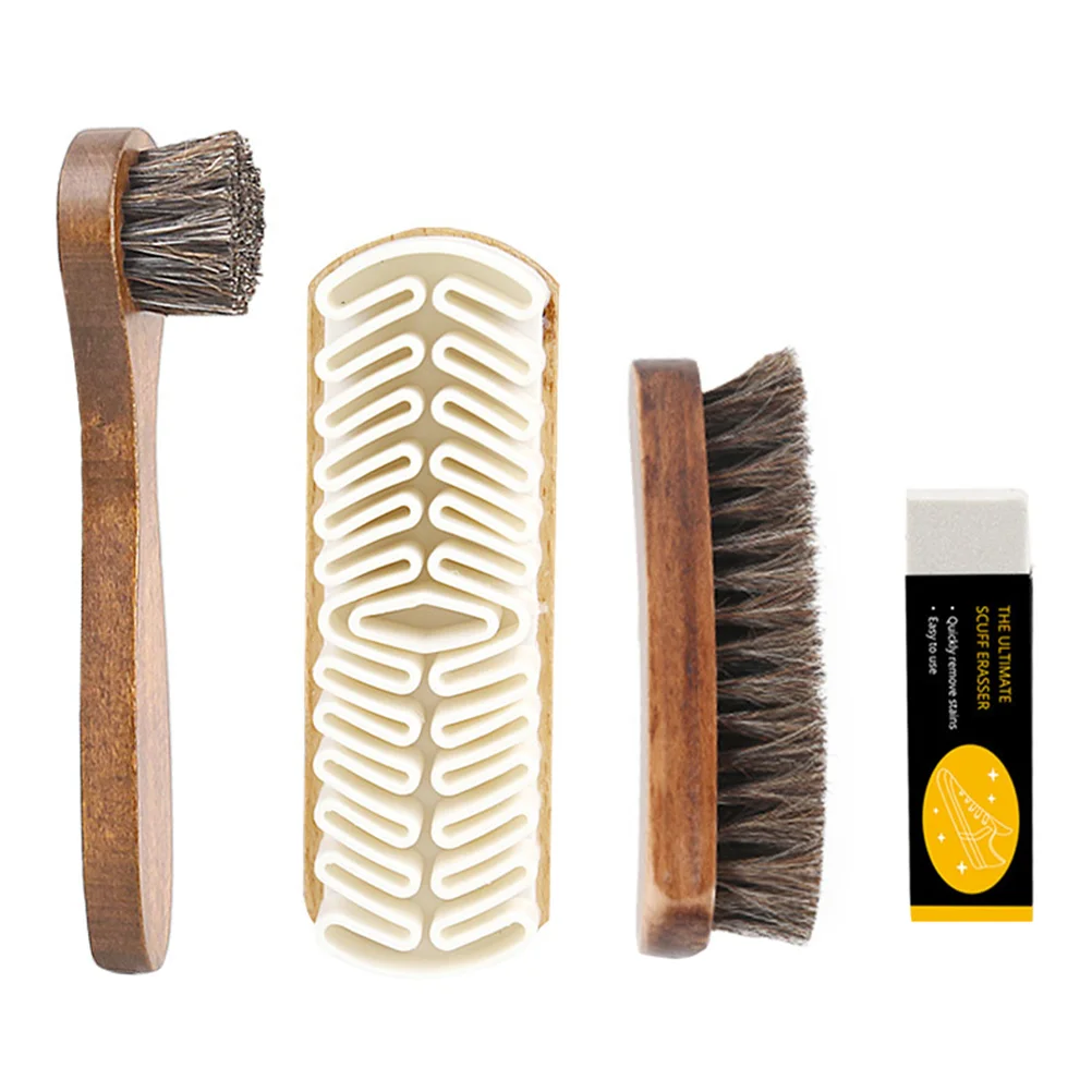 

1 Set Horsehair Shoes Brushes Care Clean Daubers Applicators Shoe Brushes Polishing for Shoes Care