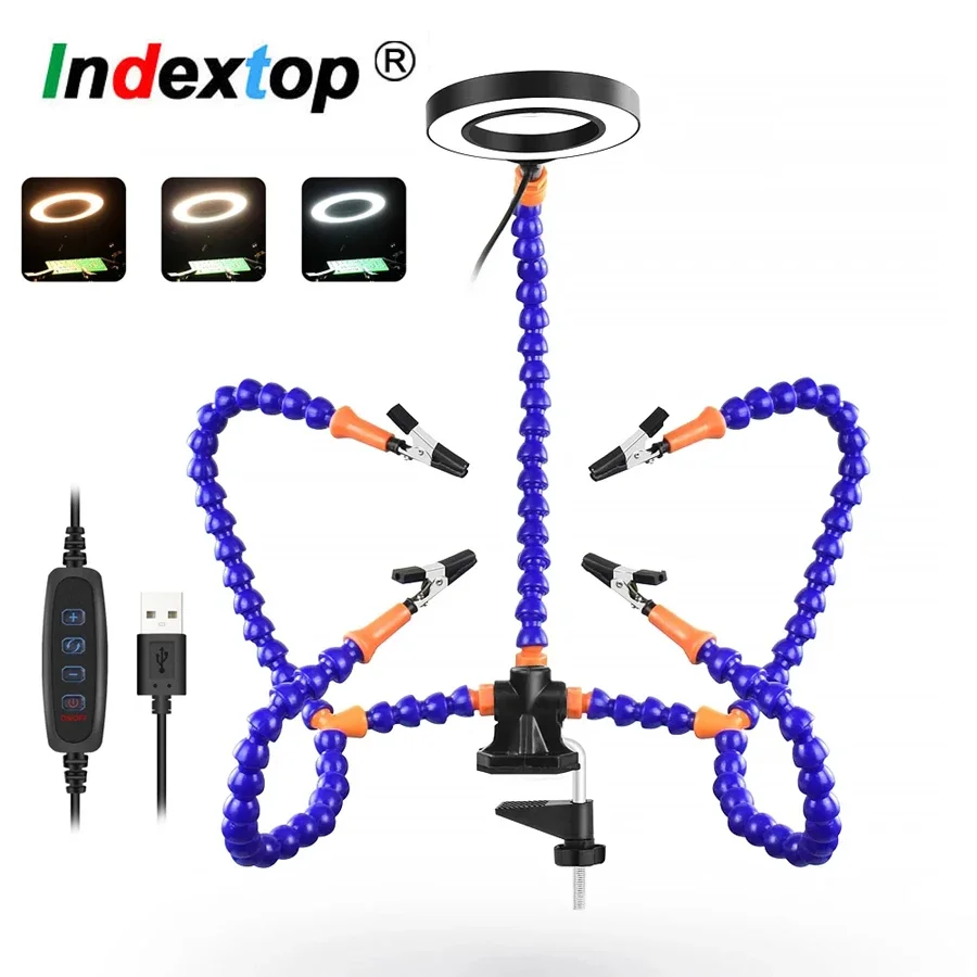 Настольный зажим для пайки инструмент USB 3-кратная лупа сварочная ремонтная