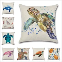 ocean sea turtle whale beige cushion cover decor chair sofa seat car decorative pillowcase home house bedroom friend kids gift