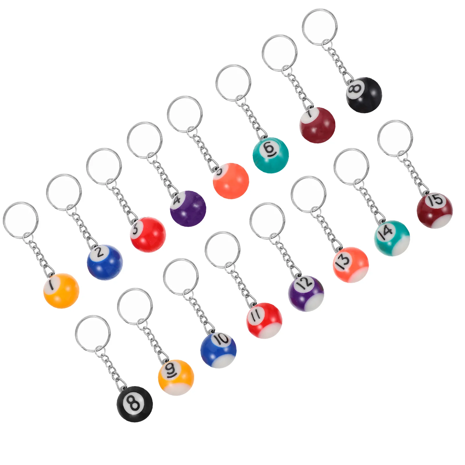 

16 Pcs Billiards Keychain Soccer Accessories Keychains Small Ball Keyrings Pool Alloy Hanging Pendants Miss
