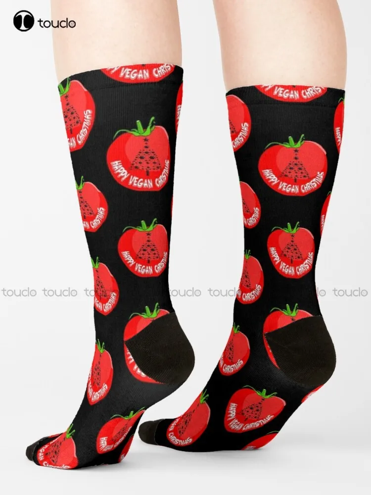 

Merry Christmas Vegan Cute Vegetarian Xmas Festive Socks Slipper Socks Men Unisex Adult Teen Youth Socks Hd High Quality Cartoon