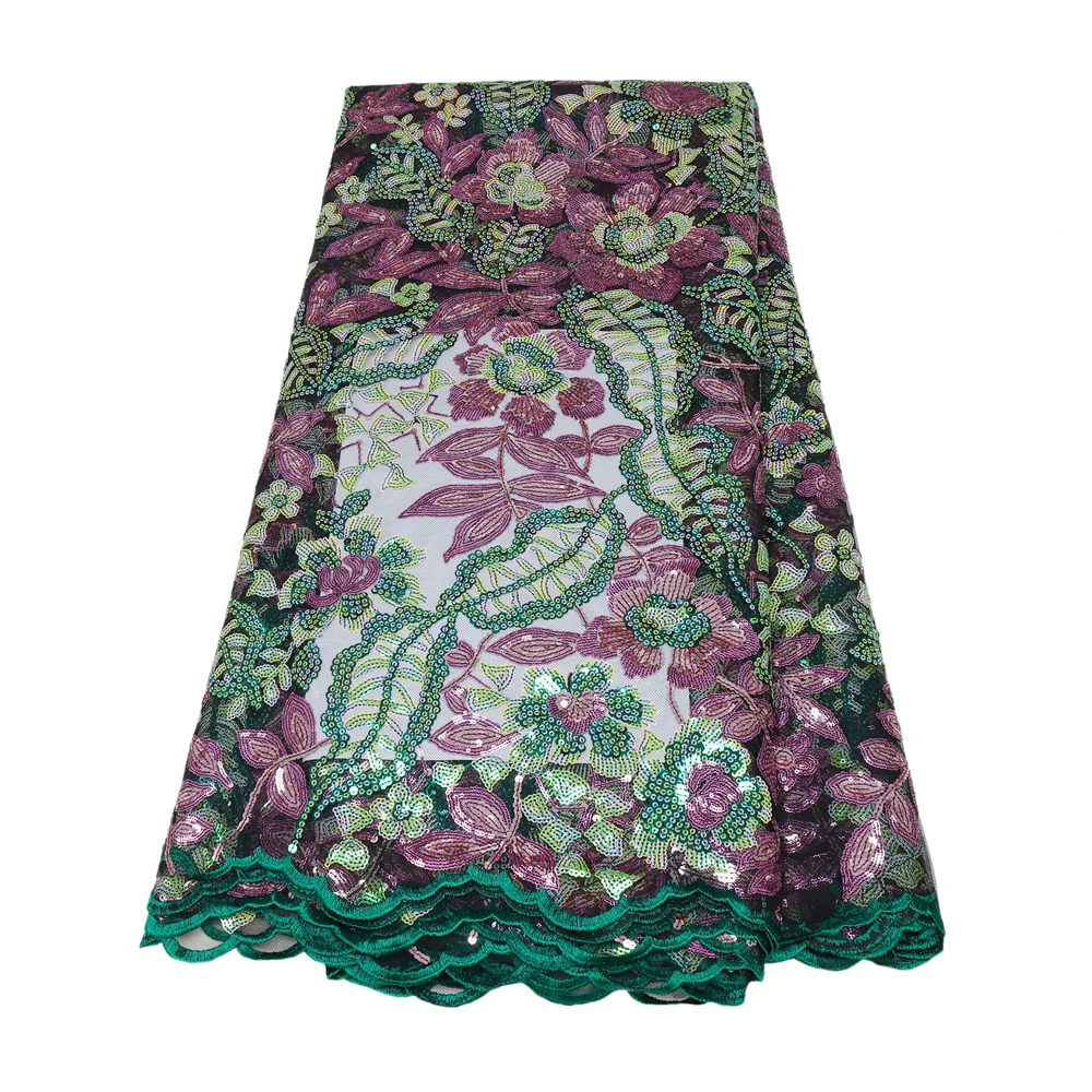 Высококачественная африканская кружевная ткань Tuille 2024 с блестками и вышивкой