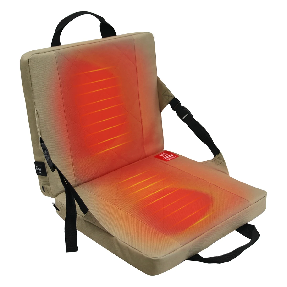 

Heated Stadium Seats Cushion, Heated Stadium Seats Pads for Bleachers with Back Support for Outdoor Camping, Khaki