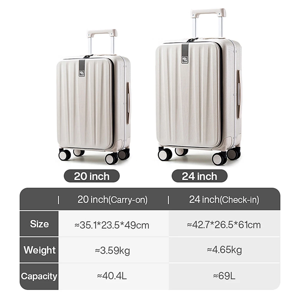 Hanke Innovative Design 20" Carry On Suitcase 24" Travel Luggage Aesthetic Narrow Aluminum Frame PC Hardside Spinner Wheel H9860 images - 6