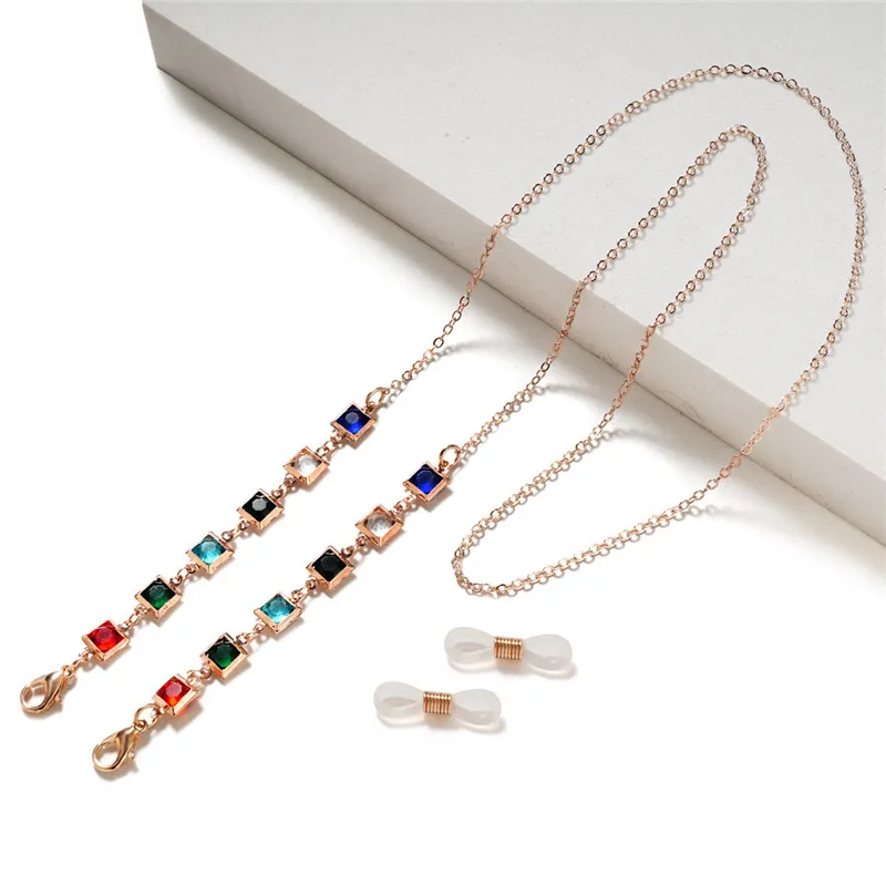 Позолоченная цепочка для очков с кристаллами и бусинами ожерелье-вешалка