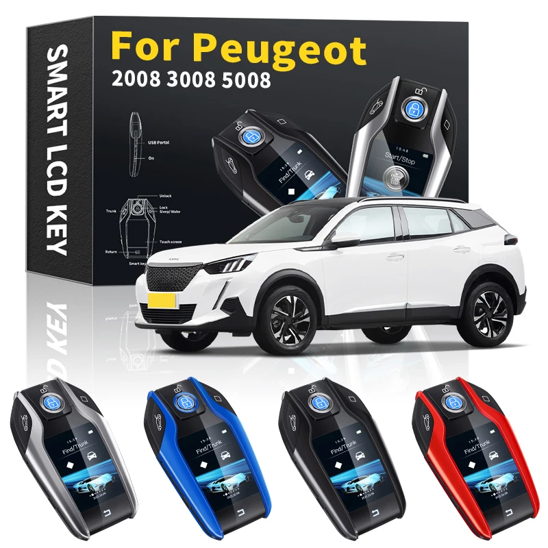 

Для Peugeot 2008 3008 5008 2011 2012 2013 2014 2016 2017 2018 2019 2020 2021 модифицированный автомобильный смарт-ключ с ЖК-дисплеем и дистанционным управлением