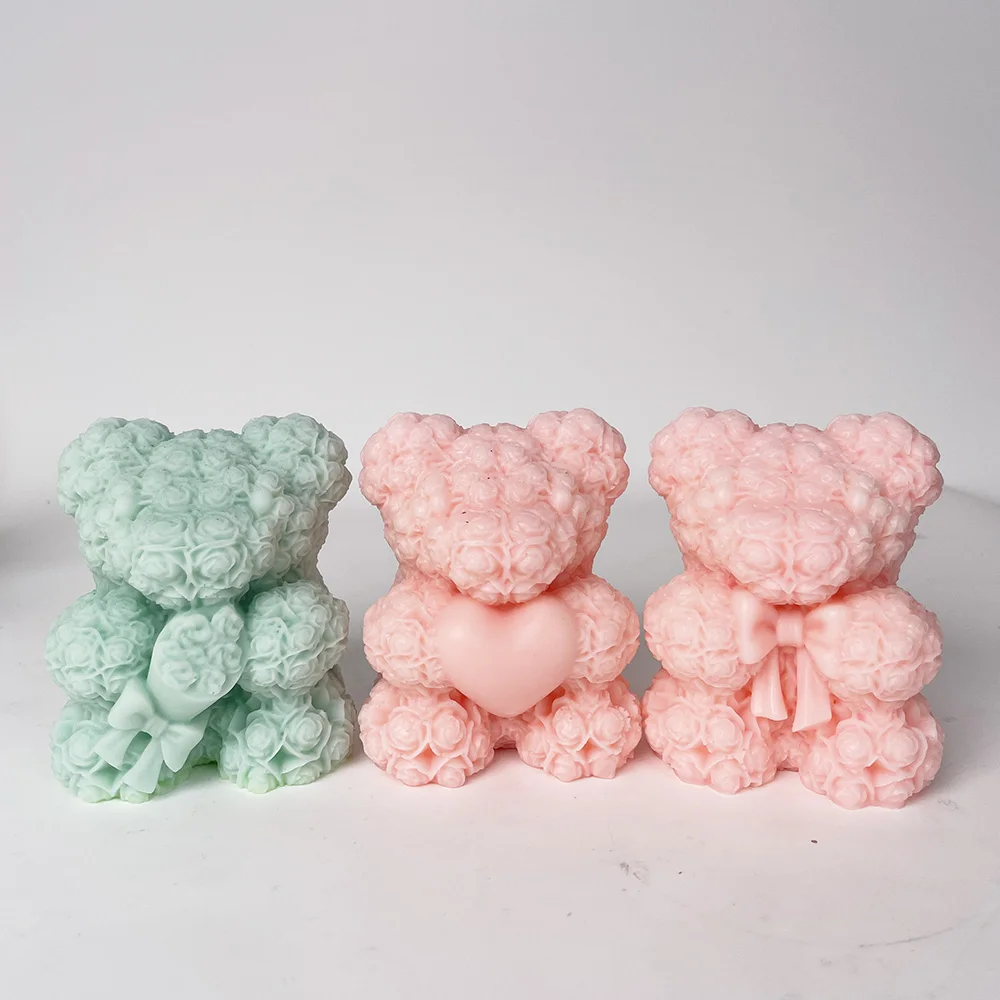 Большой медведь силиконовая форма для свечей 3D объятие любовь роза поделки