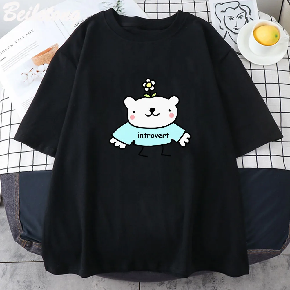 

Little Shy Introvert T Shirt Graphic T-shirts Men Clothing 100% Cotton White Tee Summer Cartoon Tshirt Tops Woman Clothes Y2k