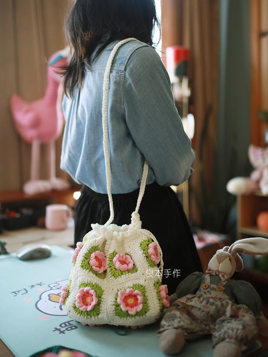 

Mini Crochet Kit With Yarn Milk Cotton Crocheting Diy Bag Kits Needlework Knitting Handmade Handbag Wool Material Kit Set