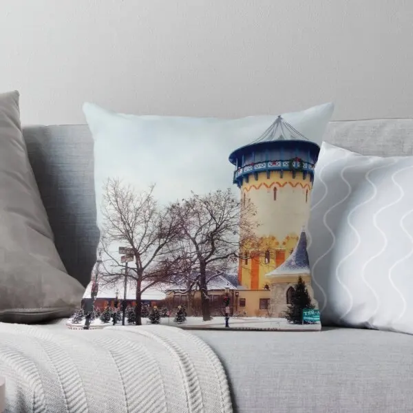 

Winter Water Tower Riverside Illinois Printing Throw Pillow Cover Car Office Soft Bed Sofa Home Waist Pillows not include