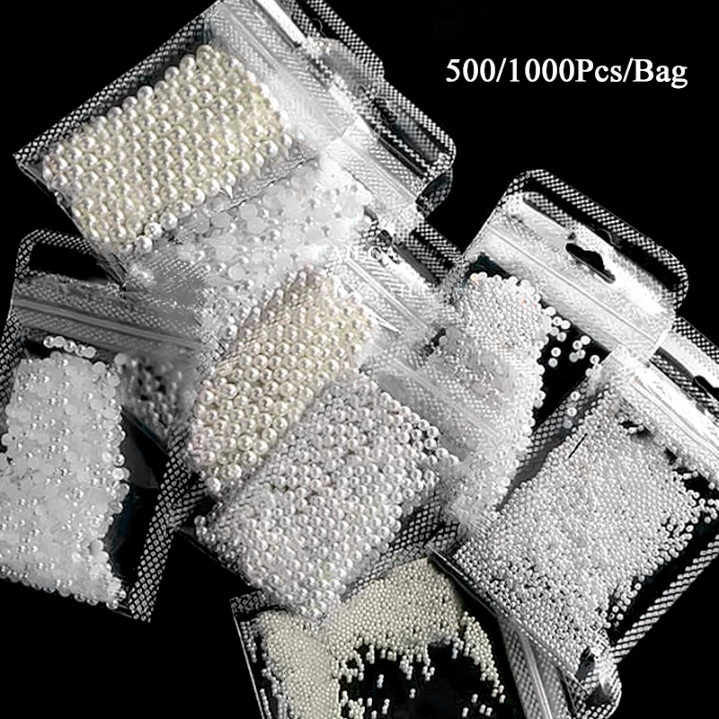 Белый жемчуг бусины для ногтей самостоятельного маникюра 3D украшение искусство