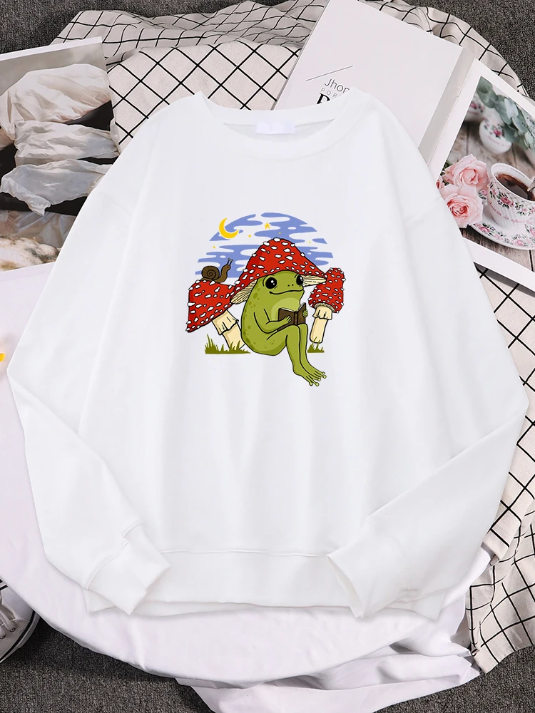 

Симпатичная хлопковая лягушка, женская книга для чтения, теплые свободные пуловеры с капюшоном, Спортивные Повседневные свитшоты, уличные ...