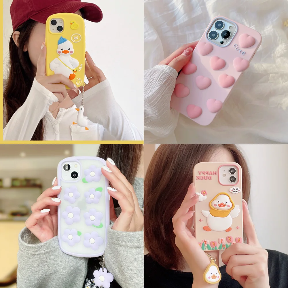 

Cute Silicone Soft Shockproof Case For iphone 13 12 11 promax kawaii phone case For iphone xs max x xr 7 8 plus