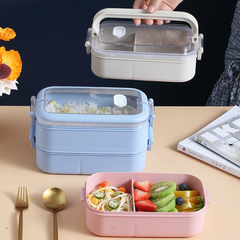 

Microwave Lunch Box For Kids School Eco-Friendly Bpa Free Wheat Straw Bento Box Kitchen Plastic Food Container Lunchbox