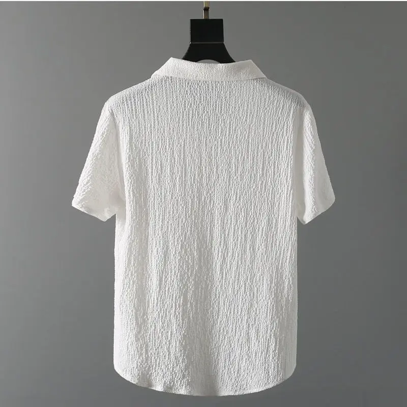 Leisure suit men's new summer thin high-end sports suit trend fashion short sleeve trousers light luxury solid color 2-piece set